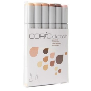 KIT MARCADOR CANETA COPIC SKETCH 6 CORES TONS DE PELE - SKIN TONES