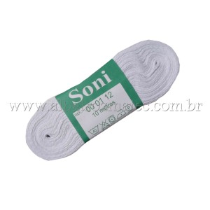 Cadarço Sarjado Branco 10 metros x 12mm