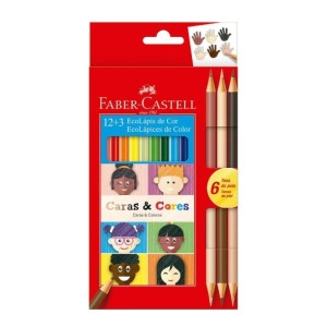 LÁPIS DE COR 12 CORES + 3 CARAS & CORES FABER-CASTELL
