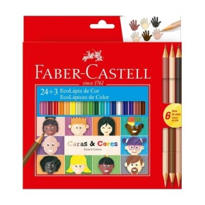LÁPIS DE COR 24 CORES + 3 CARAS & CORES FABER-CASTELL