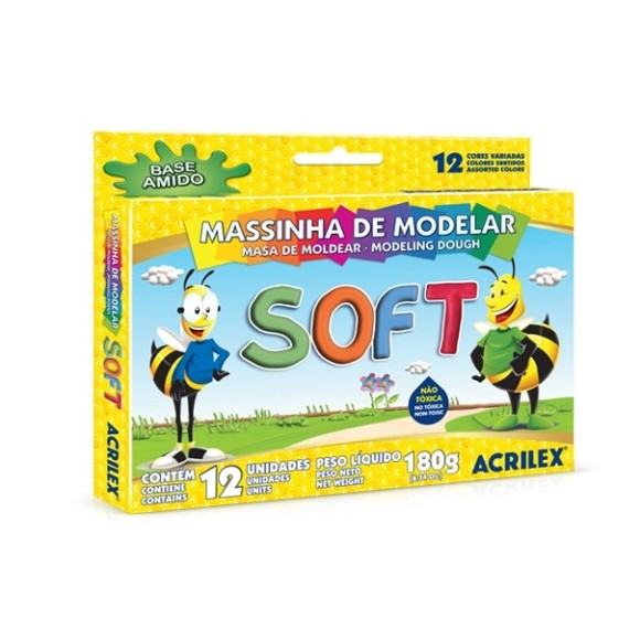 MASSINHA DE MODELAR SOFT 12 CORES - ACRILEX