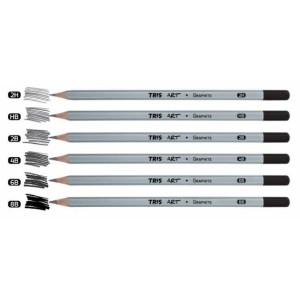 KIT LÁPIS GRAFITE TRIS ART C/6 GRAD. + APONTADOR