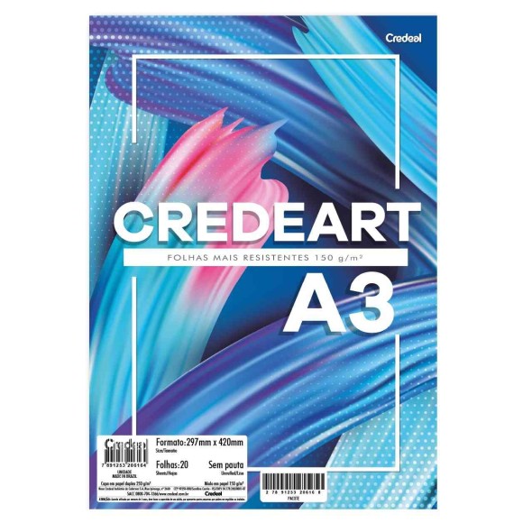 BLOCO PAPEL CREDEART A3 20FLS 150g/m² - CREDEAL