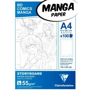 BLOCO DE PAPEL MANGÁ STORYBOARD A4 55G/M² - CLAIREFONTAINE