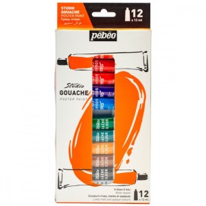 Tinta Guache 12 Cores Studio - Pébéo