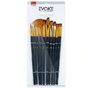 Pincéis Artísticos Kit 12 Unidades PC2100 Evoke Brw