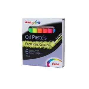 Giz Pastel Oleoso Fluorescente 6 Cores Pentel